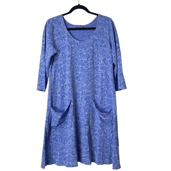 Fresh Produce Women’s M Dalia Blue Periwinkle Floral Swirl Print Pocket Dress - Picture 1 of 10
